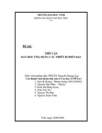 Đề tài Tiếp cận dạy học ứng dụng các thiết bị hiện đại