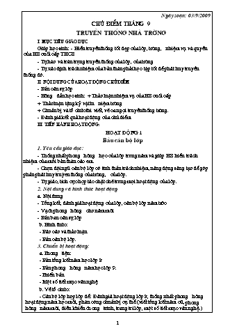 Giáo án Hoạt động ngoài giờ lên lớp 9 - Chương trình cả năm