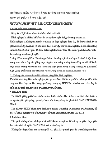 Hướng dẫn viết sáng kiến kinh nghiệm: Một số vấn đề cơ bản về phương pháp viết sáng kiến kinh nghiệm