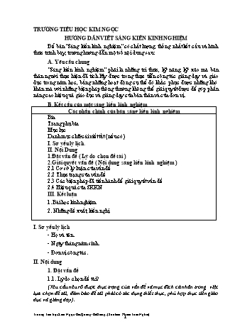 Hướng dẫn viết sáng kiến kinh nghiệm - Trường Tiểu học Kim Ngọc