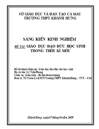 Sáng kiến kinh nghiệm Giáo dục đạo đức học sinh trong thời kì mới