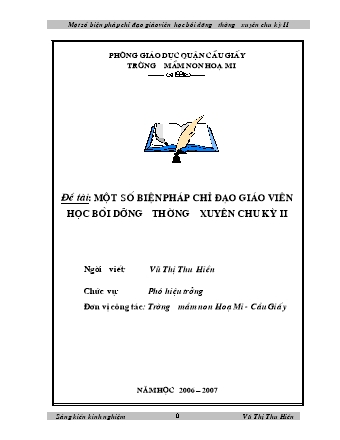 Sáng kiến kinh nghiệm Một số biện pháp chỉ đạo giáo viên học bồi dưỡng thường xuyên chu kỳ II