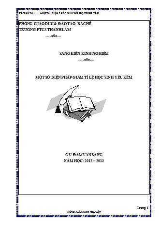 Sáng kiến kinh nghiệm Một số biện pháp giảm tỉ lệ học sinh yếu kém