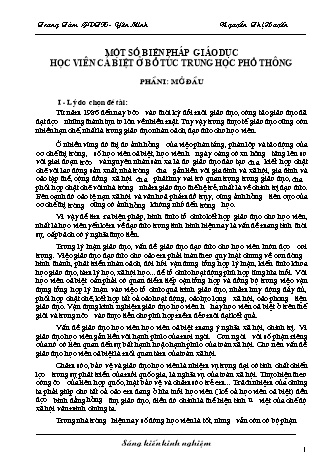 Sáng kiến kinh nghiệm Một số biện pháp giáo dục học viên cá biệt ở bổ túc trung học phổ thông