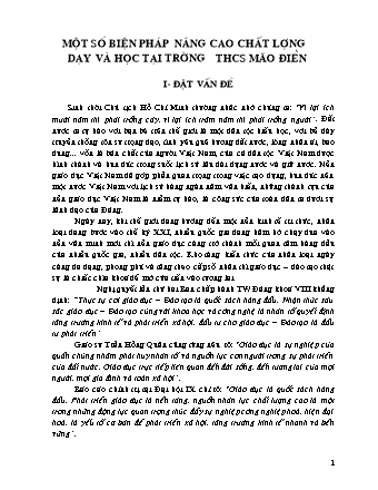 Sáng kiến kinh nghiệm Một số biện pháp nâng cao chất lượng dạy và học tại trường THCS Mão Điền
