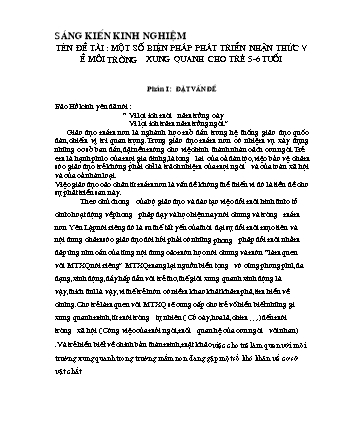 Sáng kiến kinh nghiệm Một số biện pháp phát triển nhận thức về môi trường xung quanh cho trẻ 5-6 tuổi