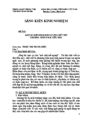 Sáng kiến kinh nghiệm Một số biện pháp rèn luyện chữ viết cho học sinh ở bậc Tiểu học