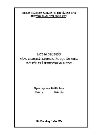 Sáng kiến kinh nghiệm Một số giải pháp nâng cao chất lượng giáo dục âm nhạc đối với trẻ ở trường Mầm non