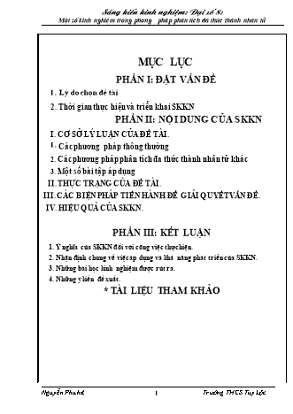 Sáng kiến kinh nghiệm Một số kinh nghiệm trong phương pháp phân tích đa thức thành nhân tử