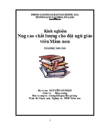 Sáng kiến kinh nghiệm Nâng cao chất lượng cho đội ngũ giáo viên Mầm non