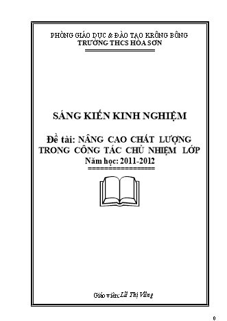 Sáng kiến kinh nghiệm Nâng cao chất lượng trong công tác chủ nhiệm lớp