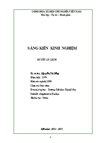 Sáng kiến kinh nghiệm Phương pháp dạy từ vựng trong dạy học môn Tiếng Anh cấp Tiểu học