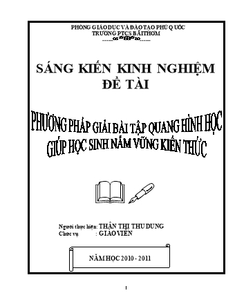 Sáng kiến kinh nghiệm Phương pháp giải bài toán quang hình học Lớp 9