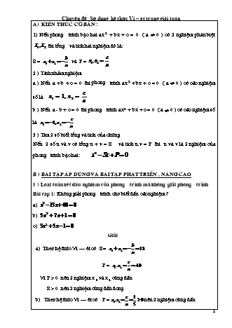 Sáng kiến kinh nghiệm Sử dụng hệ thức Vi-et trong giải toán