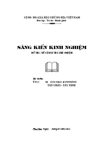 Sáng kiến kinh nghiệm Về công tác chủ nhiệm