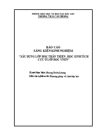 Sáng kiến kinh nghiệm Xây dựng lớp học thân thiện, học sinh tích cực ở lớp học VNEN