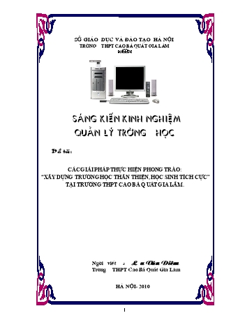 SKKN Các giải pháp thực hiện phong trào: “Xây dựng trường học thân thiện, học sinh tích cực” tại trường THPT Cao Bá Quát - Gia Lâm