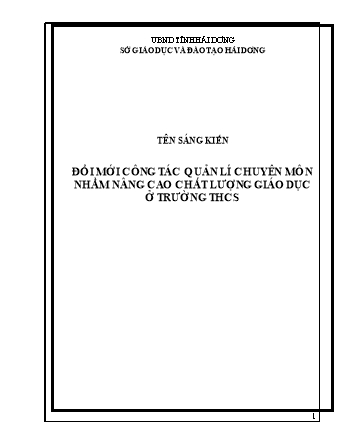 SKKN Đổi mới công tác quản lí chuyên môn nhằm nâng cao chất lượng giáo dục ở trường THCS