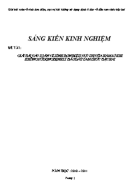 SKKN Giải bài các toán về tính đơn điệu, cực trị của hàm số khi không sử dụng định lí đảo dấu tam thức bậc hai