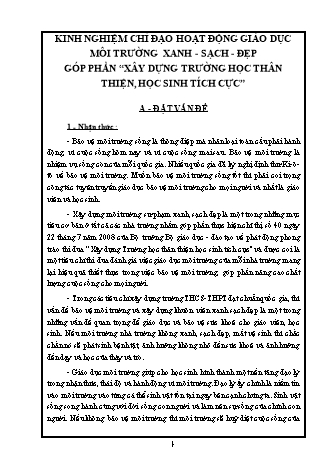 SKKN Kinh nghiệm chỉ đạo hoạt động giáo dục môi trường xanh - sạch - đẹp góp phần “Xây dựng trường học thân thiện, học sinh tích cực”