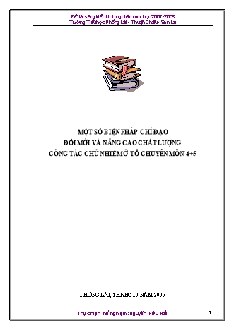 SKKN Một số biện pháp chỉ đạo đổi mới và nâng cao chất lượng công tác chủ nhiệm ở tổ chuyên môn 4+5