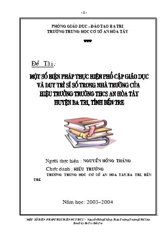 SKKN Một số biện pháp thực hiện phổ cập giáo dục và duy trì sĩ số trong nhà trường của Hiệu trưởng Trường THCS xã An Hoà Tây