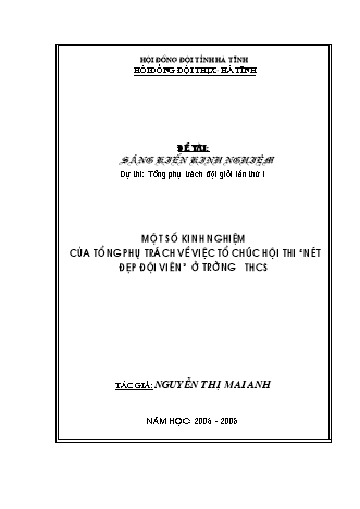 SKKN Một số kinh nghiệm của tổng phụ trách về việc tổ chức hội thi “Nét đẹp Đội viên” ở trường THCS