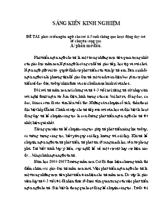 SKKN Phát triển ngôn ngữ cho trẻ 4-5 tuổi thông qua hoạt động dạy trẻ kể chuyện sáng tạo
