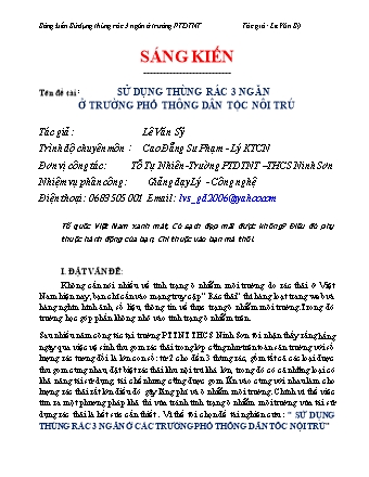 SKKN Sử dụng thùng rác 3 ngăn ở trường Phổ thông dân tộc nội trú - Lê Văn Sỹ