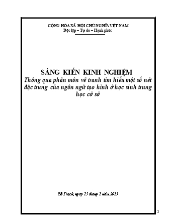 SKKN Thông qua phân môn vẽ tranh tìm hiểu một số nét đặc trưng của ngôn ngữ tạo hình ở học sinh trung học cở sở