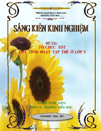 SKKN Tổ chức tốt tiết sinh hoạt tập thể ở Lớp 5 - Năm học 2016-2017