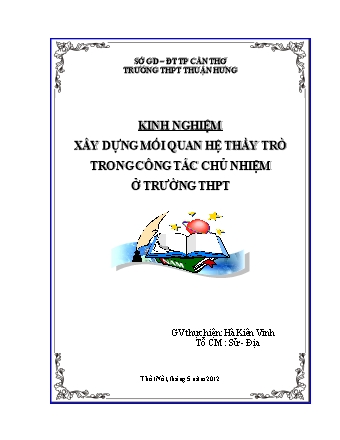SKKN Xây dựng mối quan hệ thầy trò trong công tác chủ nhiệm ở trường THPT - Hà Kiên Vinh