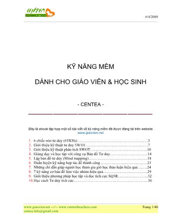 Tài liệu Kỹ năng mềm dành cho giáo viên & học sinh