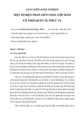 Sáng kiến kinh nghiệm Một số biện pháp giúp cháu lớp Mầm có thói quen tự phục vụ