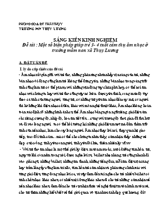 Sáng kiến kinh nghiệm Một số biện pháp giúp trẻ 3-4 tuổi cảm thụ âm nhạc ở trường Mầm non xã Thụy Lương