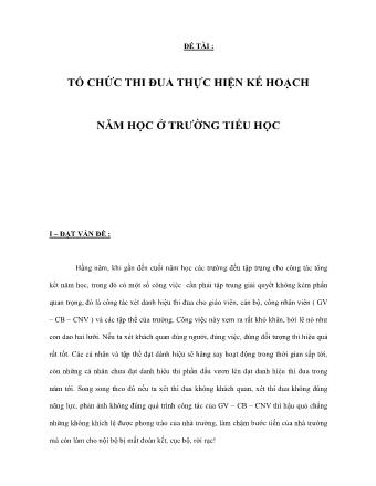 Sáng kiến kinh nghiệm Tổ chức thi đua thực hiện kế hoạch năm học ở trường Tiểu học