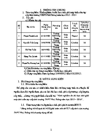 SKKN Kinh nghiệm ôn thi học sinh giỏi máy tính cầm tay cấp tỉnh trường THPT Phủ Thông - Năm học 2015-2016