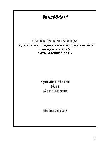 SKKN Một số biển pháp dạy học chú ý đến sự phát triển năng lực của từng học sinh trong lớp nhóm: Phương pháp dạy học