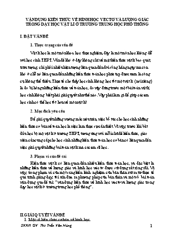 SKKN Vận dụng kiến thức về hình học vectơ và lượng giác trong dạy học Vật lí ở trường Trung học phổ thông