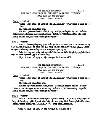 Bộ đề thi hết học phần I lớp Bồi dưỡng Cán bộ quản lý trường THCS và trường Tiểu học