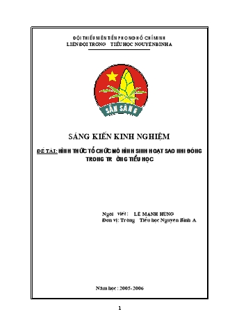 Sáng kiến kinh nghiệm Hình thức tổ chức mô hình sinh hoạt sao nhi đồng trong trường Tiểu học