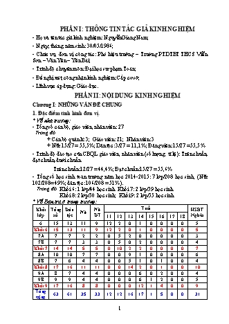 Sáng kiến kinh nghiệm Kinh nghiệm giáo dục kĩ năng sống cho học sinh Bán trú