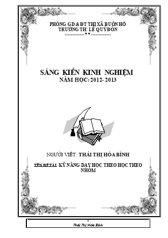 Sáng kiến kinh nghiệm Kỹ năng dạy học theo học theo nhóm