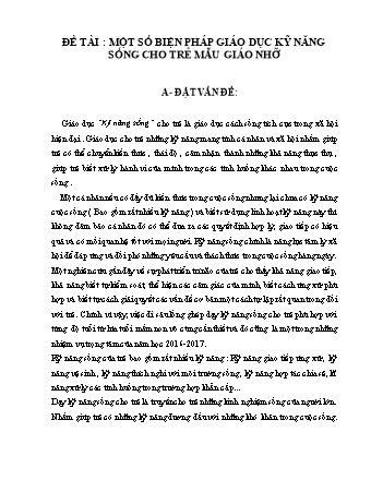 Sáng kiến kinh nghiệm Một số biện pháp giáo dục kỹ năng sống cho trẻ Mẫu giáo nhỡ
