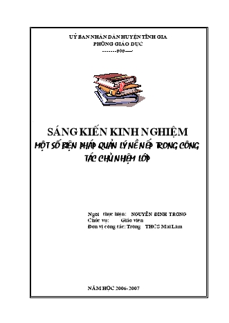 Sáng kiến kinh nghiệm Một số biện pháp quản lý nề nếp trong công tác chủ nhiệm lớp