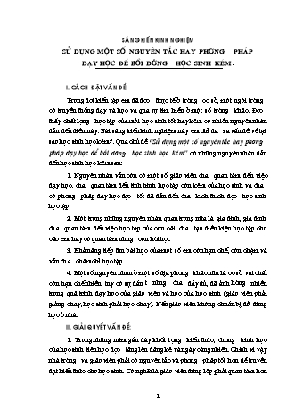 Sáng kiến kinh nghiệm Sử dụng một số nguyên tắc hay phương pháp dạy học để bồi dưỡng học sinh kém