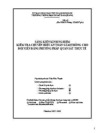 SKKN Kiểm tra chuyên hiệu an toàn giao thông cho đội viên bằng phương pháp quan sát thực tế