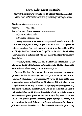 SKKN Một số biện pháp giúp trẻ 4-5 tuổi học môn Khám phá khoa học môi trường xung quanh đạt kết quả cao