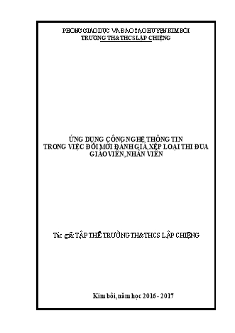 SKKN Ứng dụng công nghệ thông tin trong việc đổi mới đánh giá, xếp loại thi đua giáo viên, nhân viên