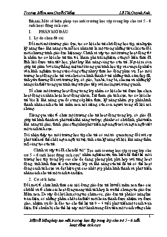 Sáng kiến kinh nghiệm Một số biện pháp tạo môi trường học tập trong lớp cho trẻ 5–6 tuổi hoạt động tích cực